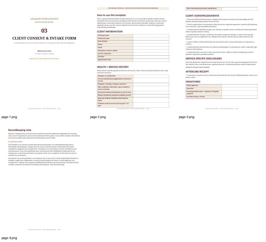 Beauty Business Bundle client consent form